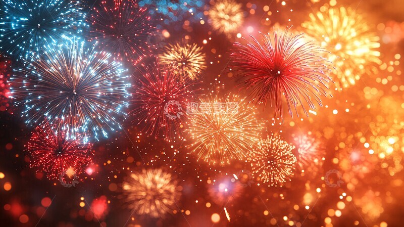 高清大图下载【趣麦麦图】烟花橙色背景3