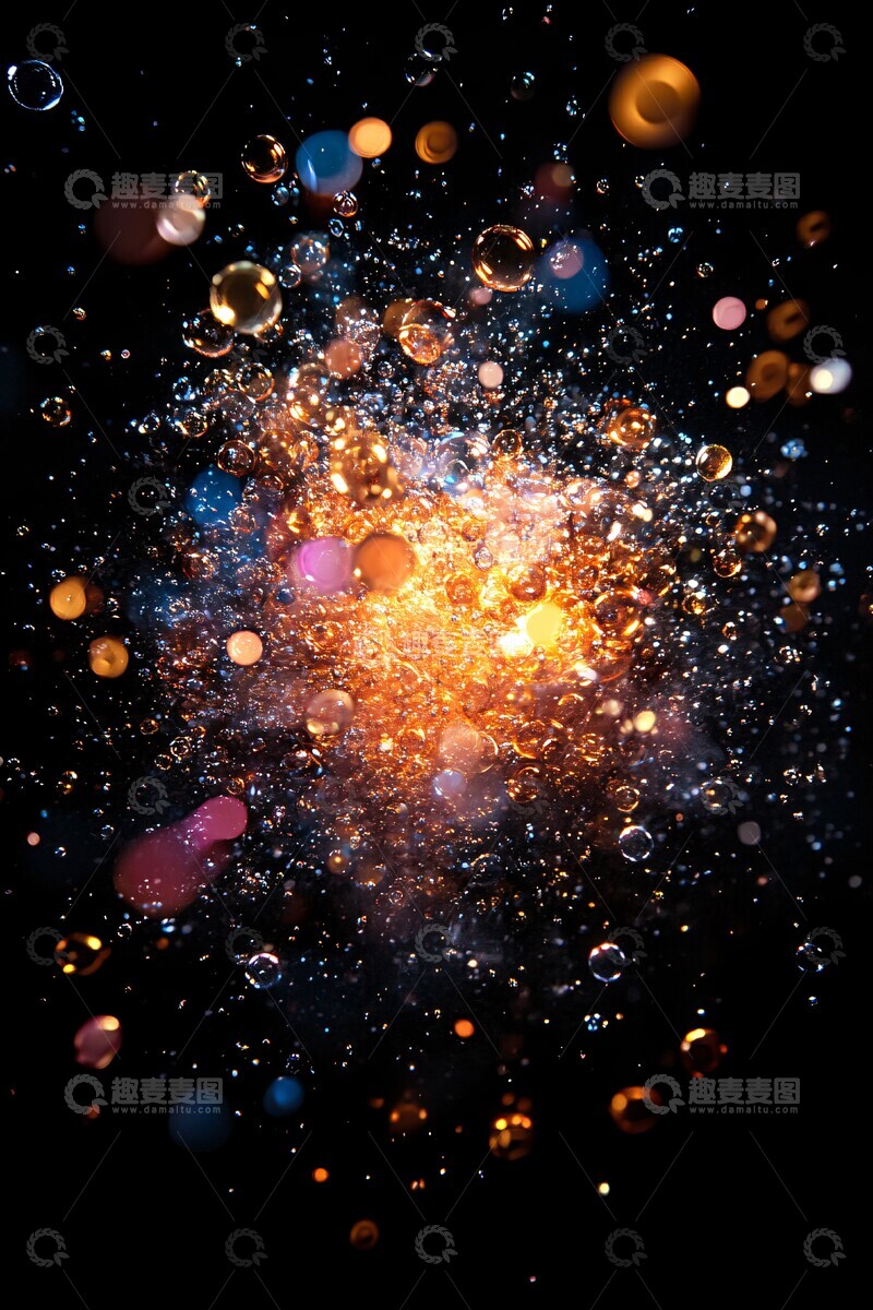 高清大图下载【趣麦麦图】橙紫泡泡爆炸2