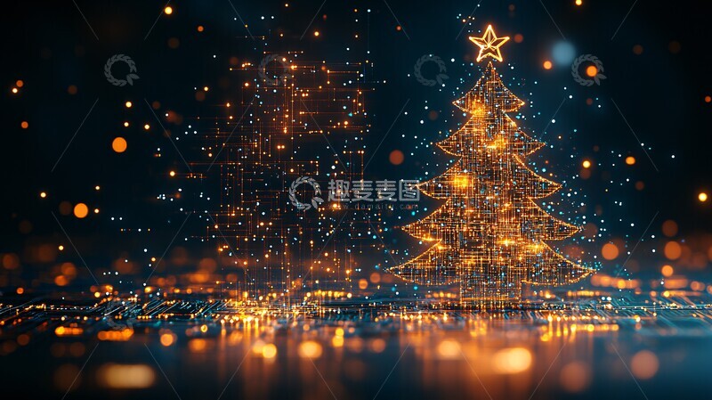 高清大图下载【趣麦麦图】芯片圣诞树芯片圣诞树电路3