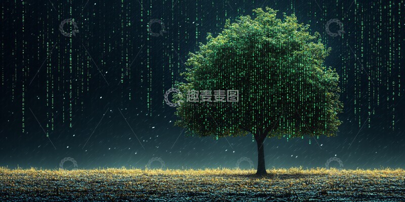 高清大图下载【趣麦麦图】绿色数字新年树2