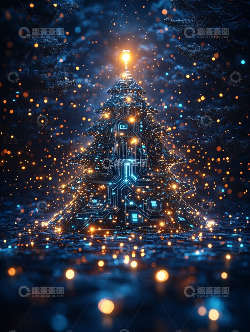 高清大图下载【趣麦麦图】未来科技圣诞树3