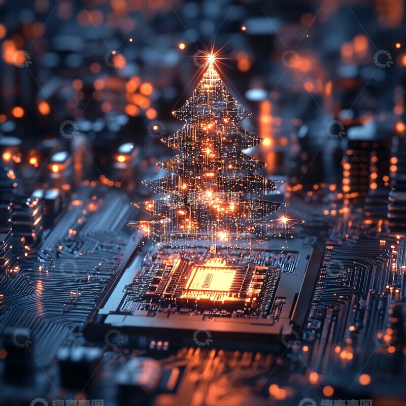 高清大图下载【趣麦麦图】圣诞树芯片特写3