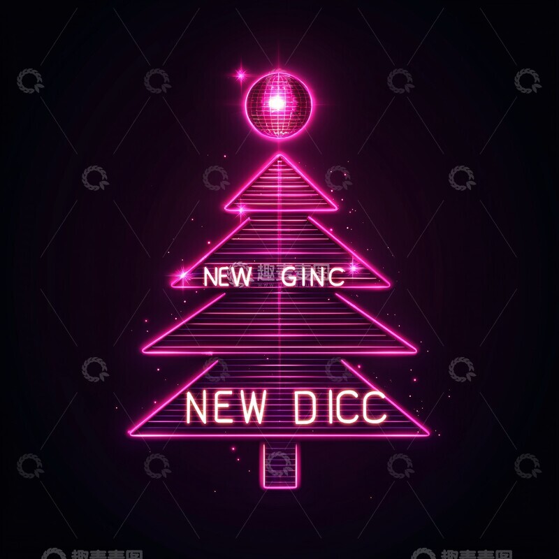 高清大图下载【趣麦麦图】霓虹粉树迪斯科球2