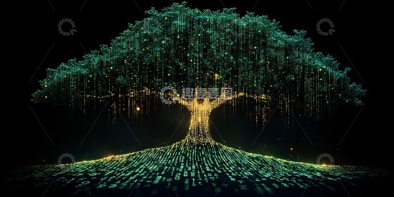 高清大图下载【趣麦麦图】绿色数字新年树3