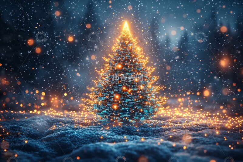 高清大图下载【趣麦麦图】数字电路圣诞树3