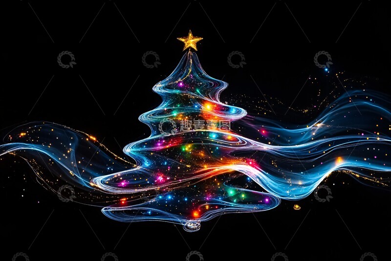 高清大图下载【趣麦麦图】黑白圣诞树黑白圣诞装饰3