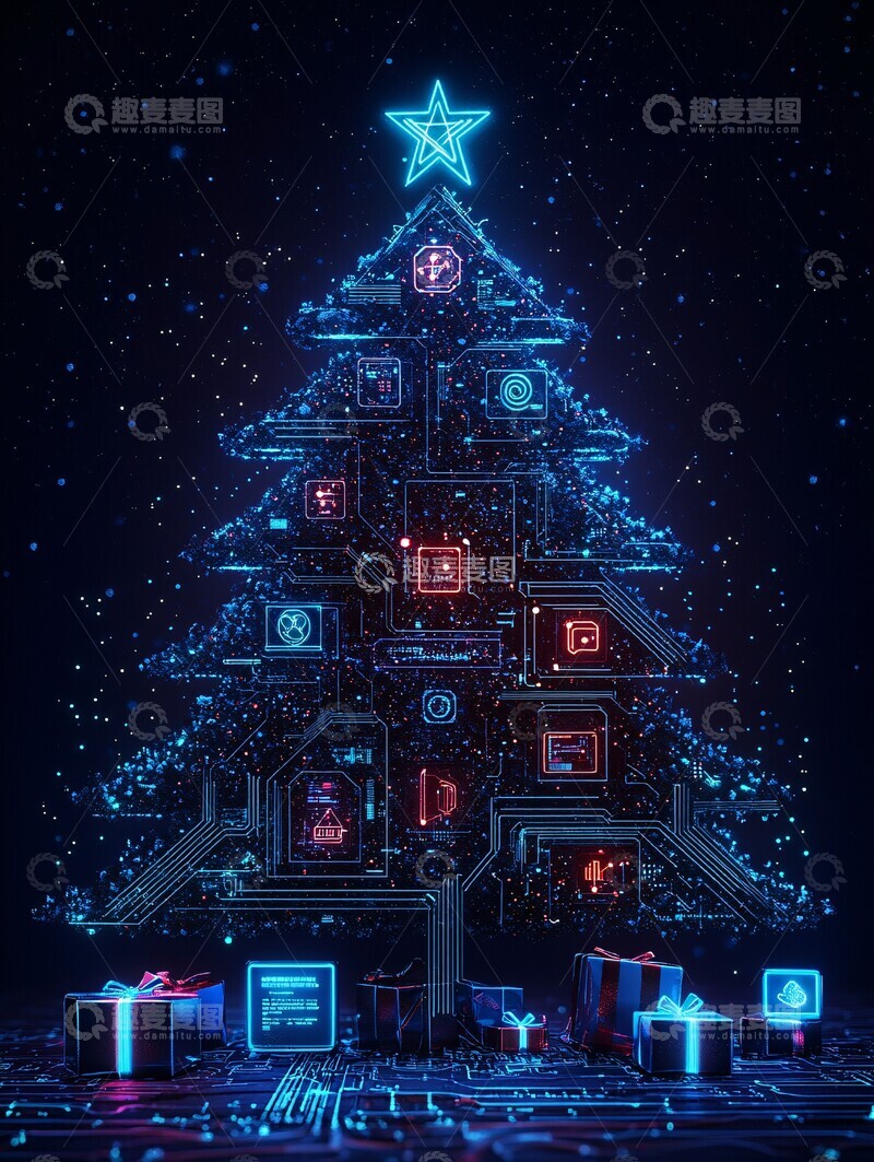 高清大图下载【趣麦麦图】数字圣诞树代码装饰3