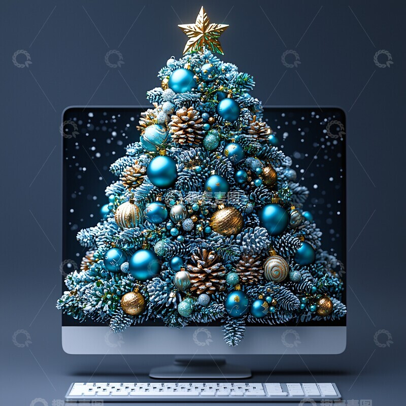 高清大图下载【趣麦麦图】圣诞树与圣诞球1