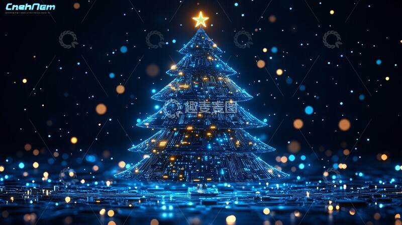 高清大图下载【趣麦麦图】电路板圣诞树14