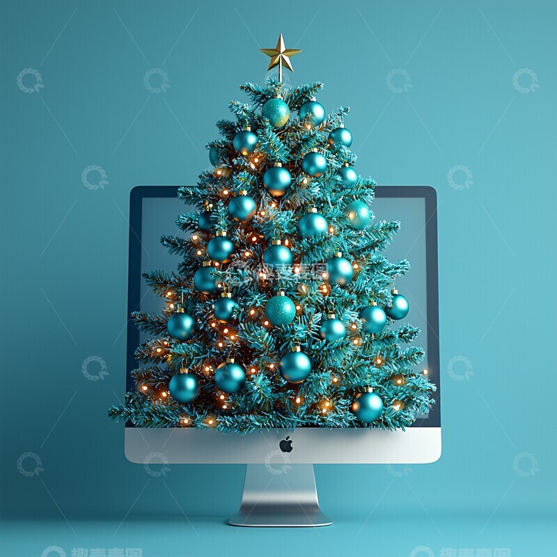 高清大图下载【趣麦麦图】圣诞树与圣诞球2