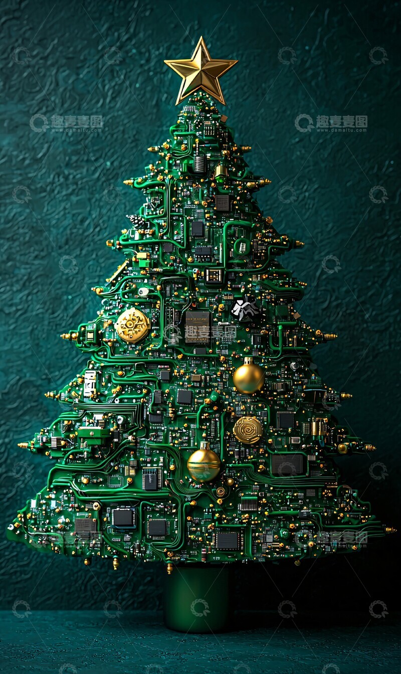 高清大图下载【趣麦麦图】绿数据线圣诞树2