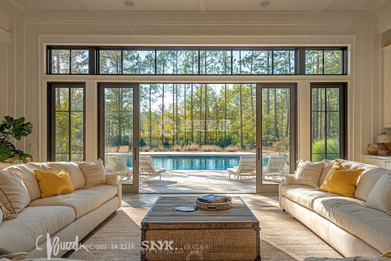 高清大图下载【趣麦麦图】阳光客厅与户外泳池3