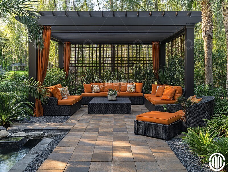 高清大图下载【趣麦麦图】竹制家具庭院3