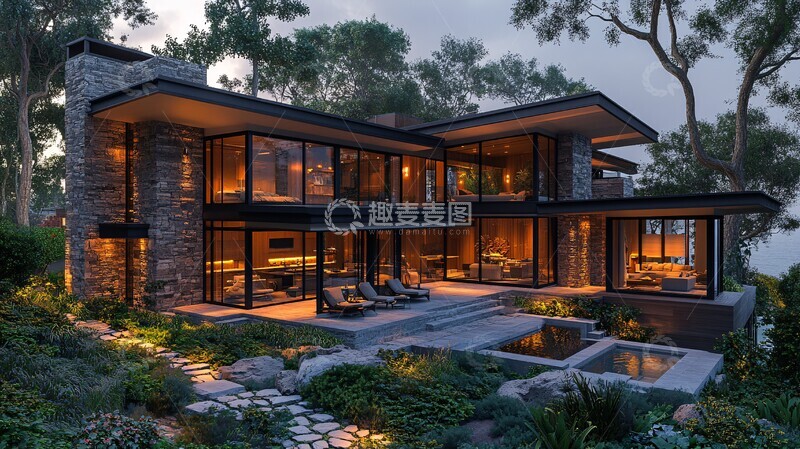 高清大图下载【趣麦麦图】现代海岸住宅外观3