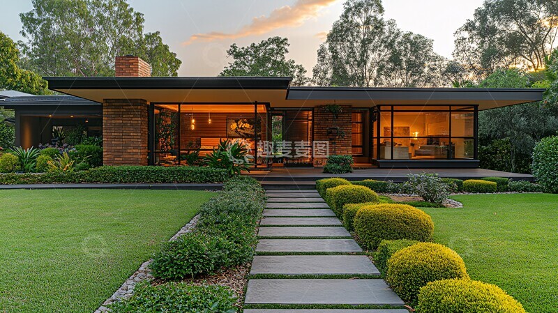 高清大图下载【趣麦麦图】现代住宅前院夏日3