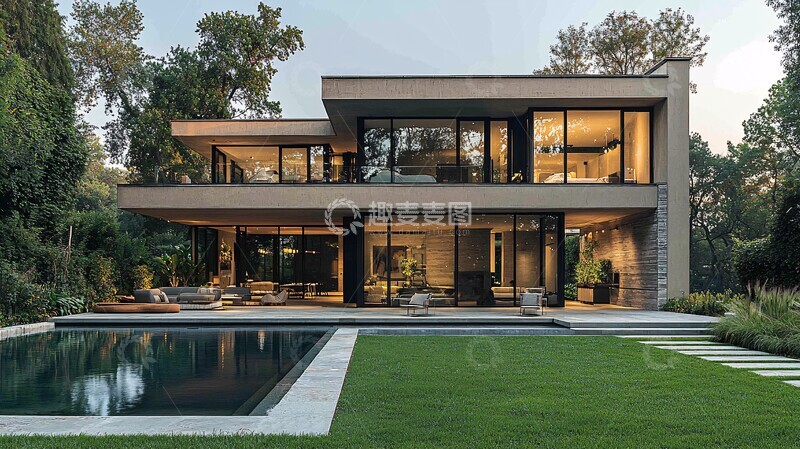 高清大图下载【趣麦麦图】现代建筑与自然和谐1