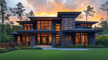 夕阳下的现代住宅2