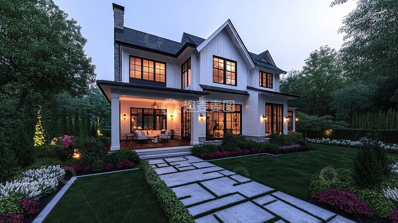 高清大图下载【趣麦麦图】白色现代农舍1