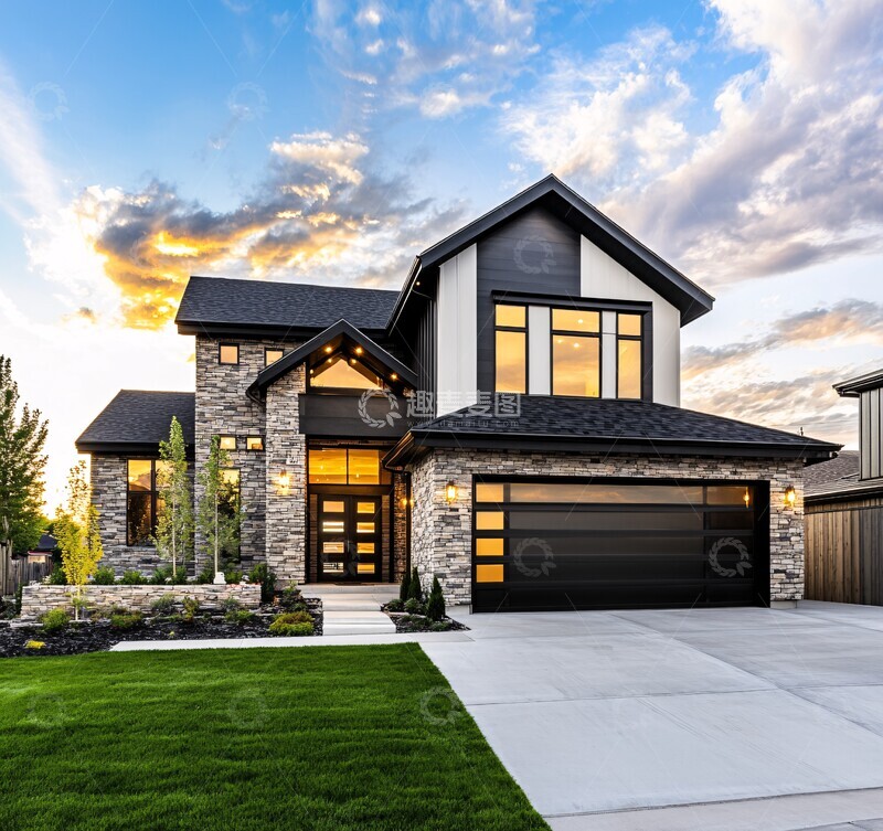 高清大图下载【趣麦麦图】石外墙双层车库住宅3