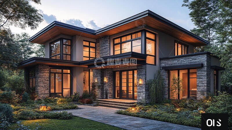 高清大图下载【趣麦麦图】现代工艺住宅外观4
