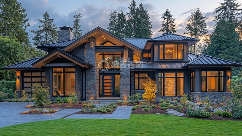 高清大图下载【趣麦麦图】现代豪华住宅屋顶1