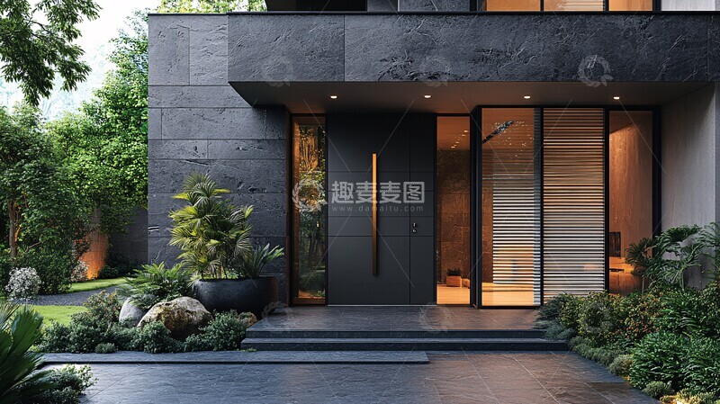 高清大图下载【趣麦麦图】现代门与石墙设计3