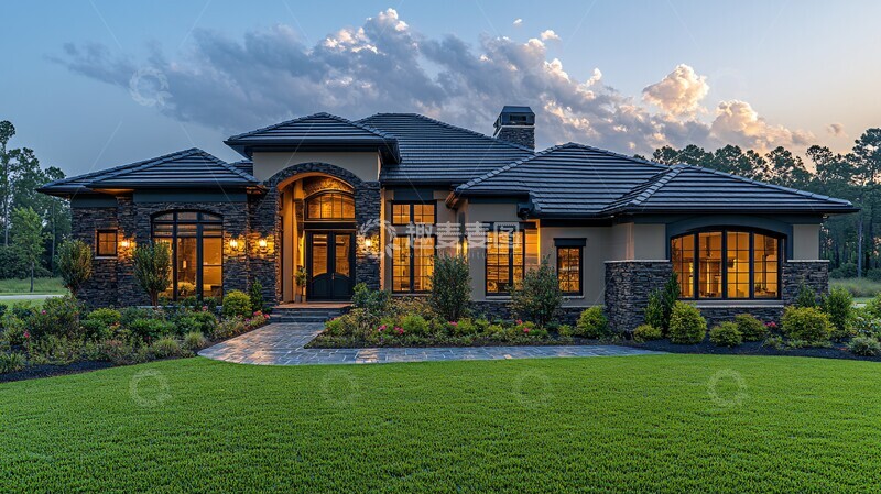 高清大图下载【趣麦麦图】现代豪华住宅屋顶