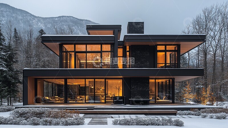 高清大图下载【趣麦麦图】黑色大窗冬夜景3