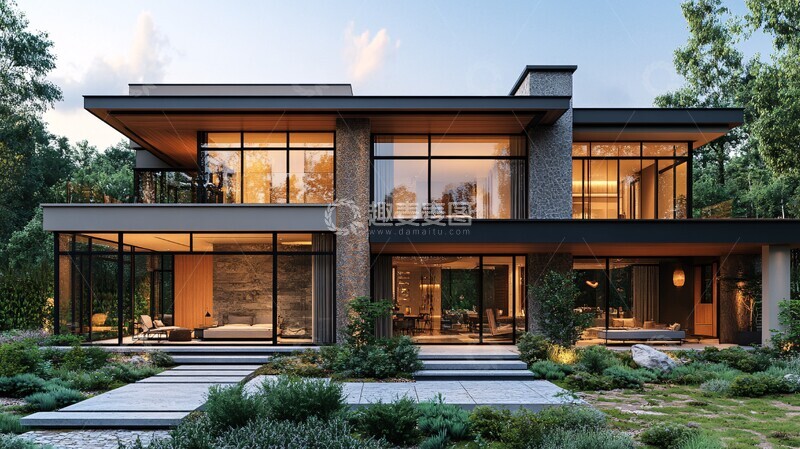 高清大图下载【趣麦麦图】现代豪华住宅屋顶2