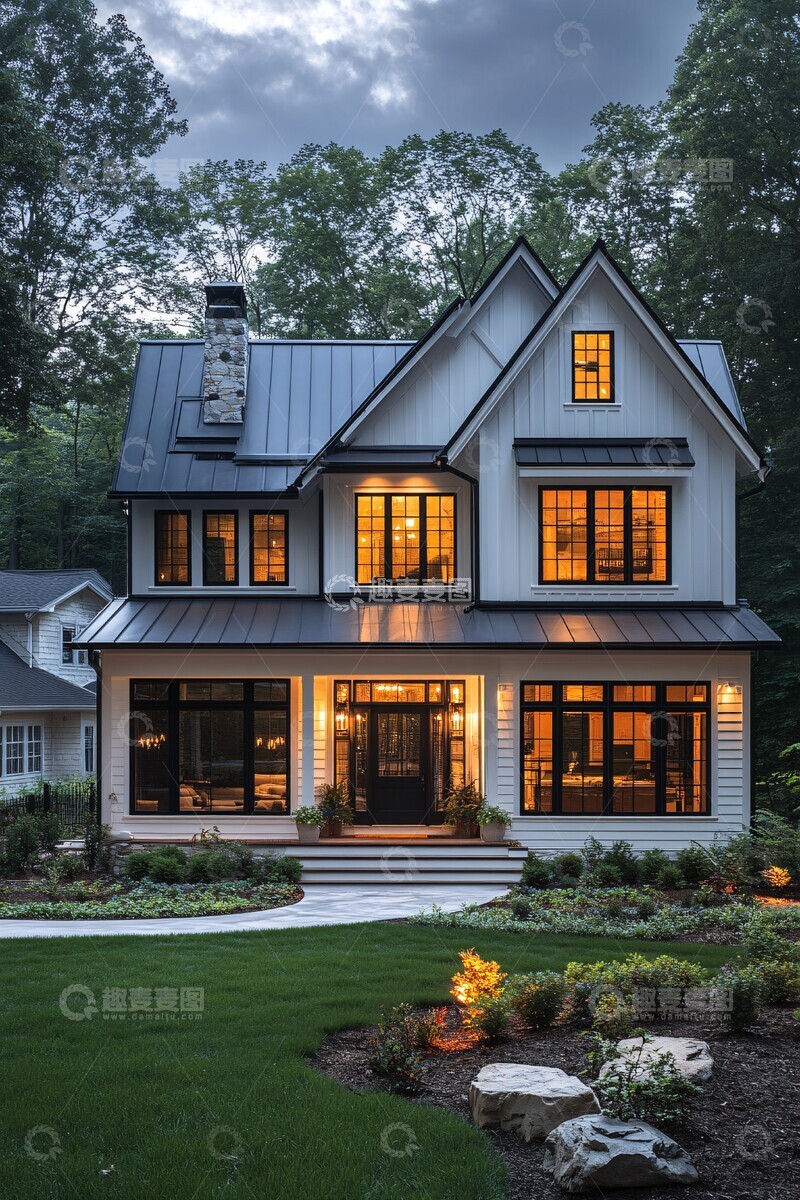 高清大图下载【趣麦麦图】白色外墙黑色屋顶2