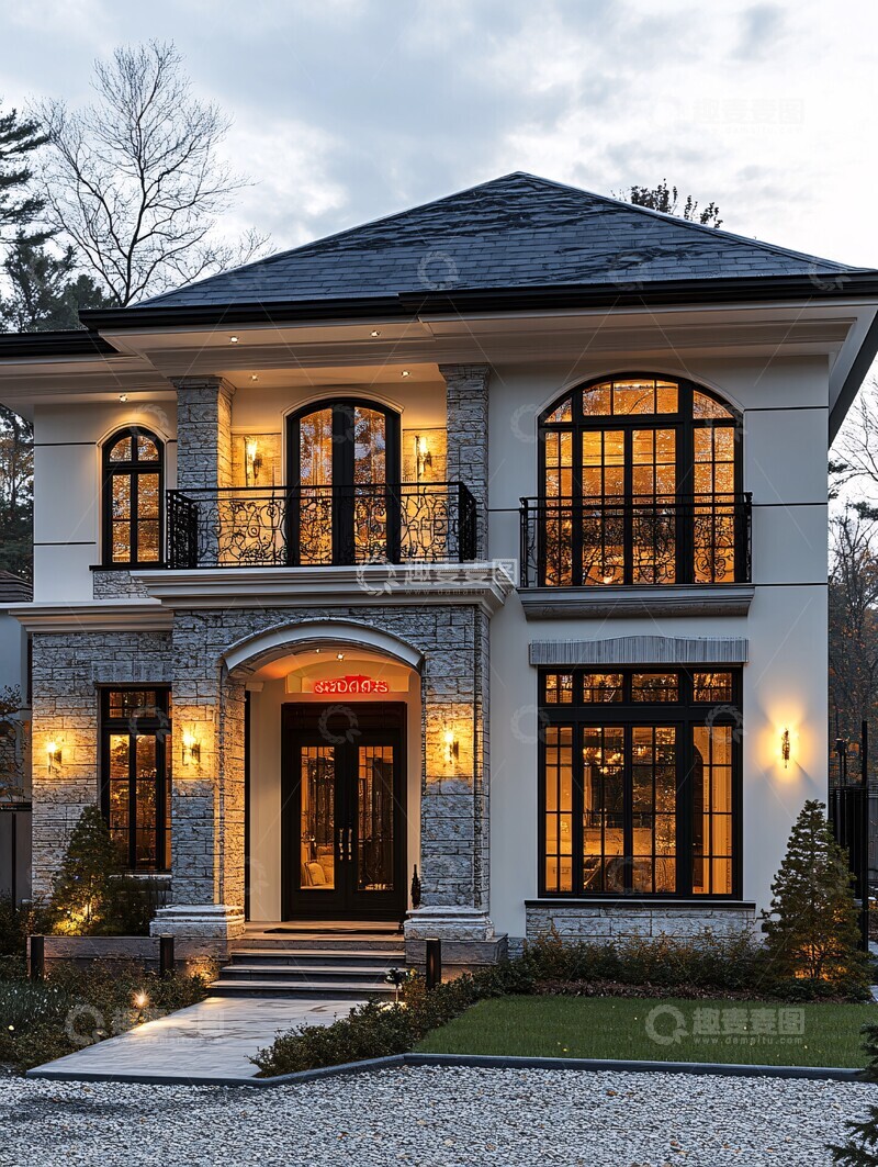 高清大图下载【趣麦麦图】白色别墅外观2
