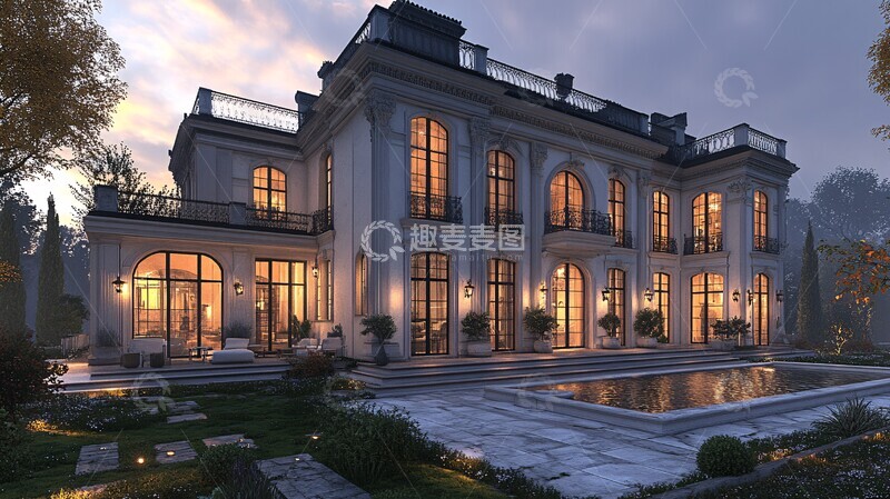 高清大图下载【趣麦麦图】白色大窗别墅2