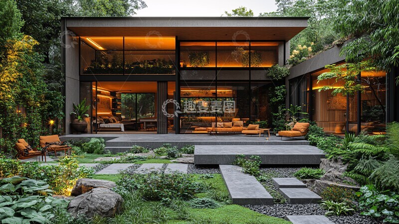 高清大图下载【趣麦麦图】现代庭院混凝土绿植3