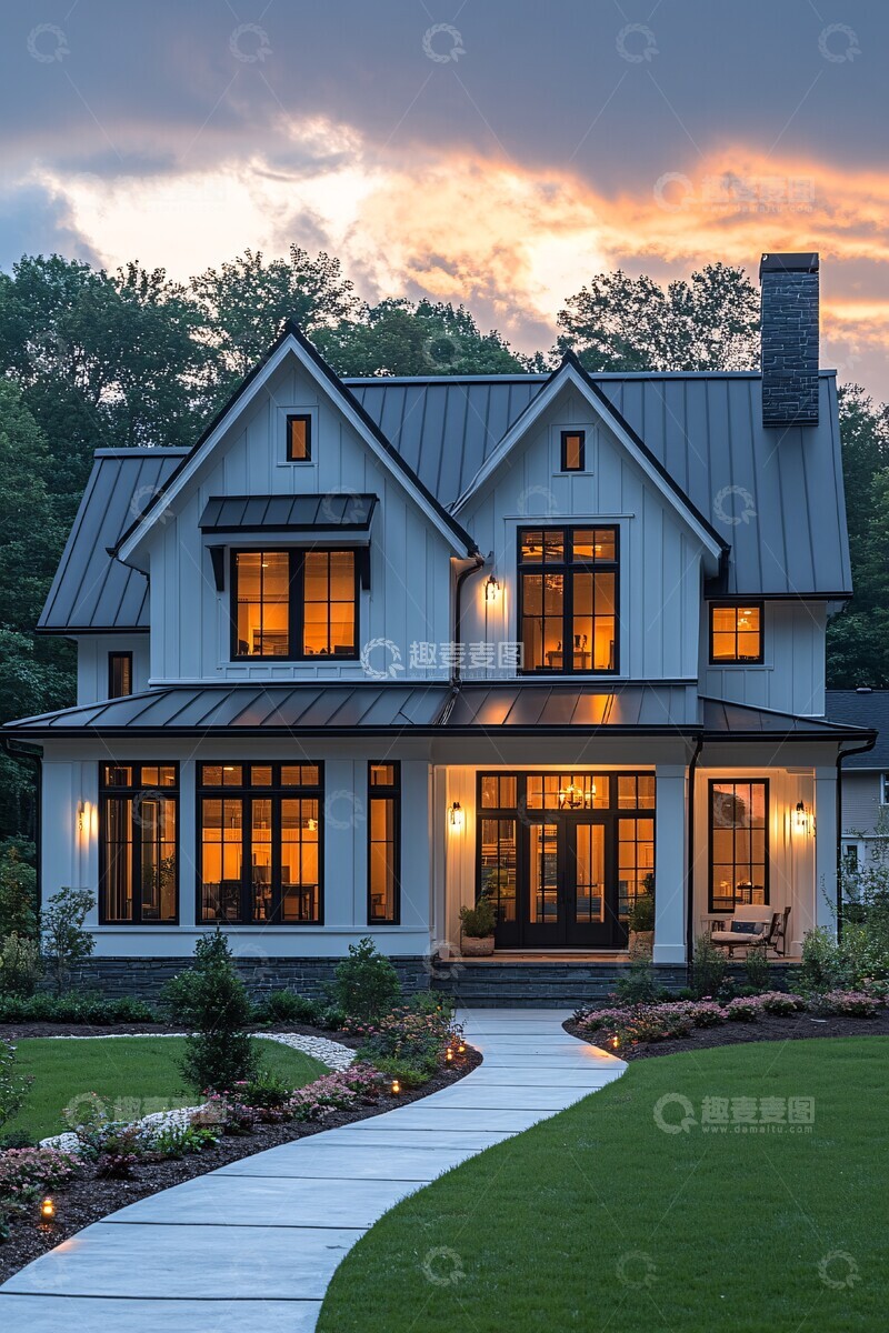 高清大图下载【趣麦麦图】白色外墙黑色屋顶3