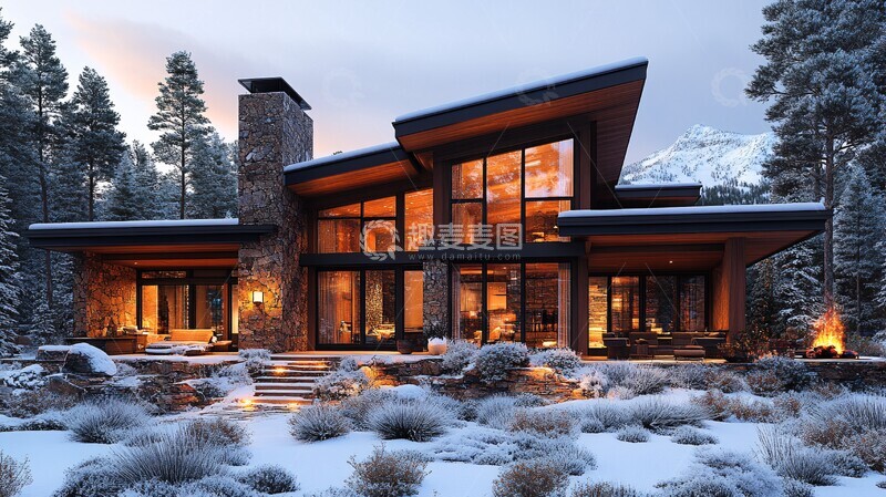 高清大图下载【趣麦麦图】山间小屋山间小屋现代3