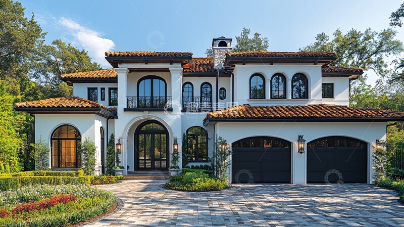 高清大图下载【趣麦麦图】黑白西班牙风格住宅3