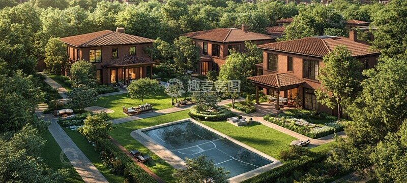 高清大图下载【趣麦麦图】现代家园后院全景3