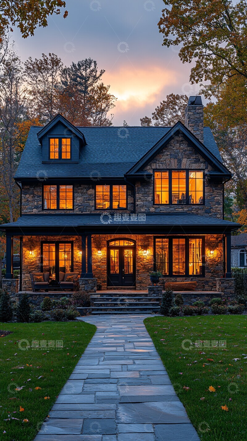 高清大图下载【趣麦麦图】傍晚的房屋户外房屋傍晚3