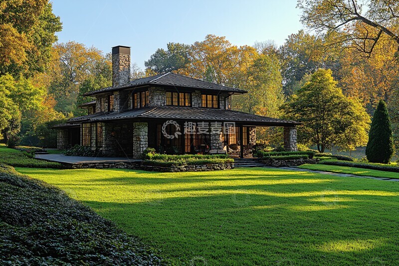 高清大图下载【趣麦麦图】豪华住宅草坪设计3