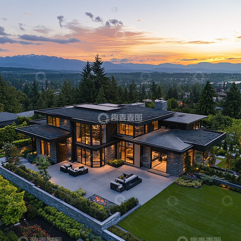 高清大图下载【趣麦麦图】现代豪宅外观5