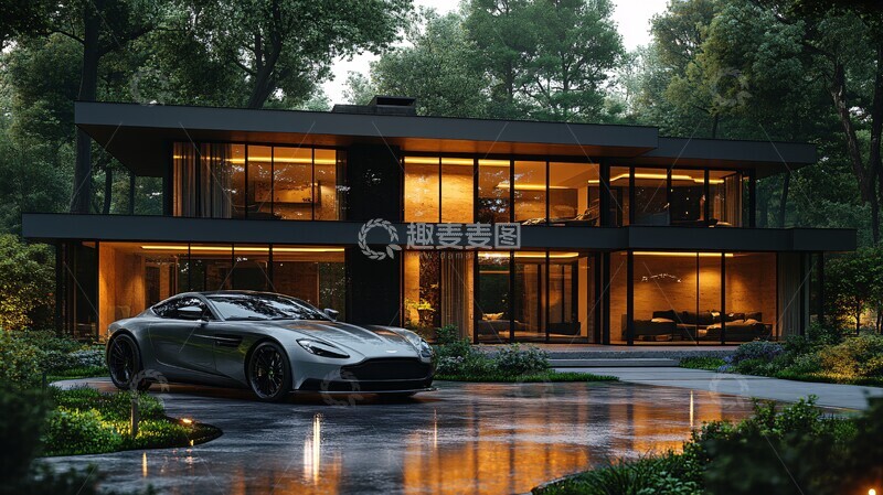 高清大图下载【趣麦麦图】豪华别墅玻璃窗2