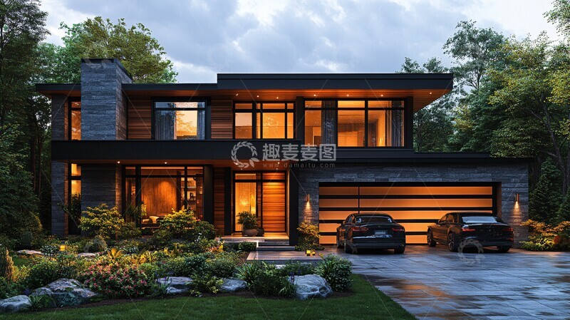 高清大图下载【趣麦麦图】现代庭院入口景观2