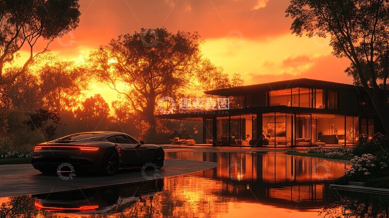 高清大图下载【趣麦麦图】豪华别墅玻璃窗1