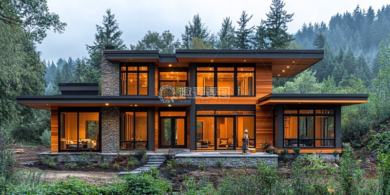 高清大图下载【趣麦麦图】石木结合现代住宅3