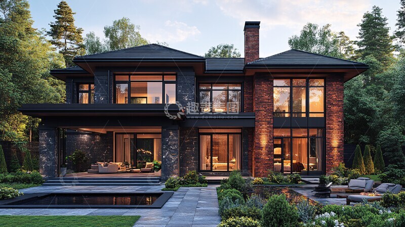 高清大图下载【趣麦麦图】工业风格房屋前视图3