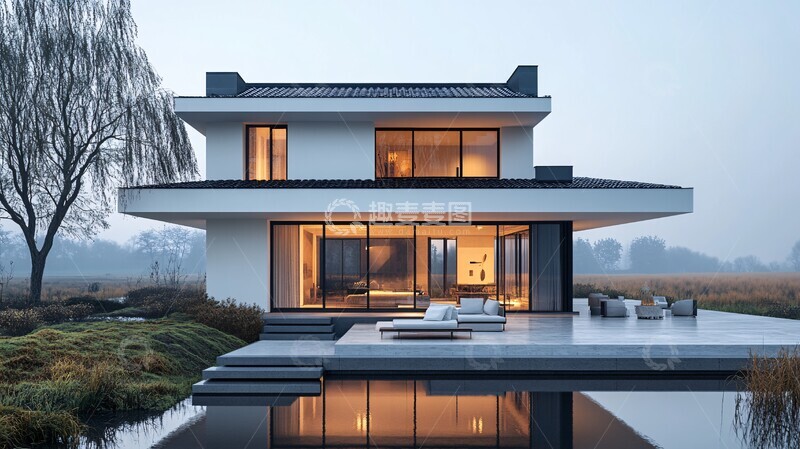 高清大图下载【趣麦麦图】黑白两层农舍2