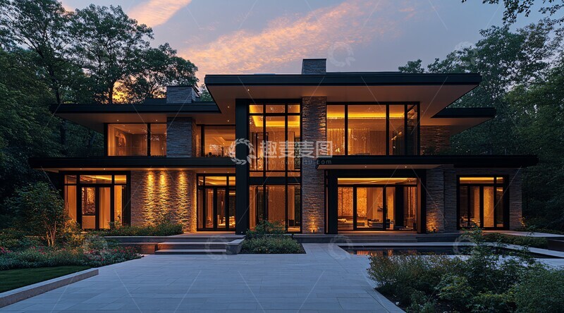 高清大图下载【趣麦麦图】现代豪宅正门景观3