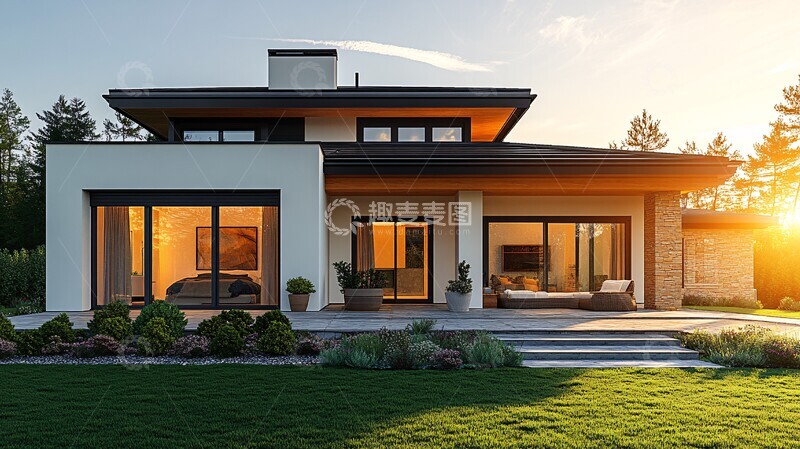 高清大图下载【趣麦麦图】现代简约别墅外观13