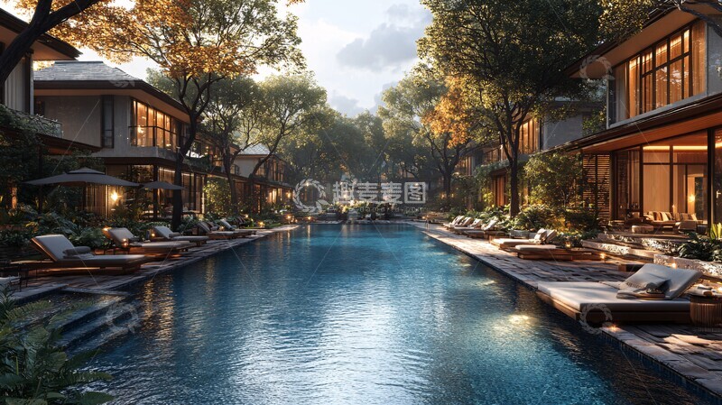 高清大图下载【趣麦麦图】别墅泳池渲染图3