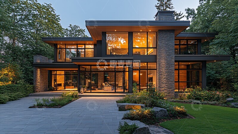 高清大图下载【趣麦麦图】现代节能住宅外景1